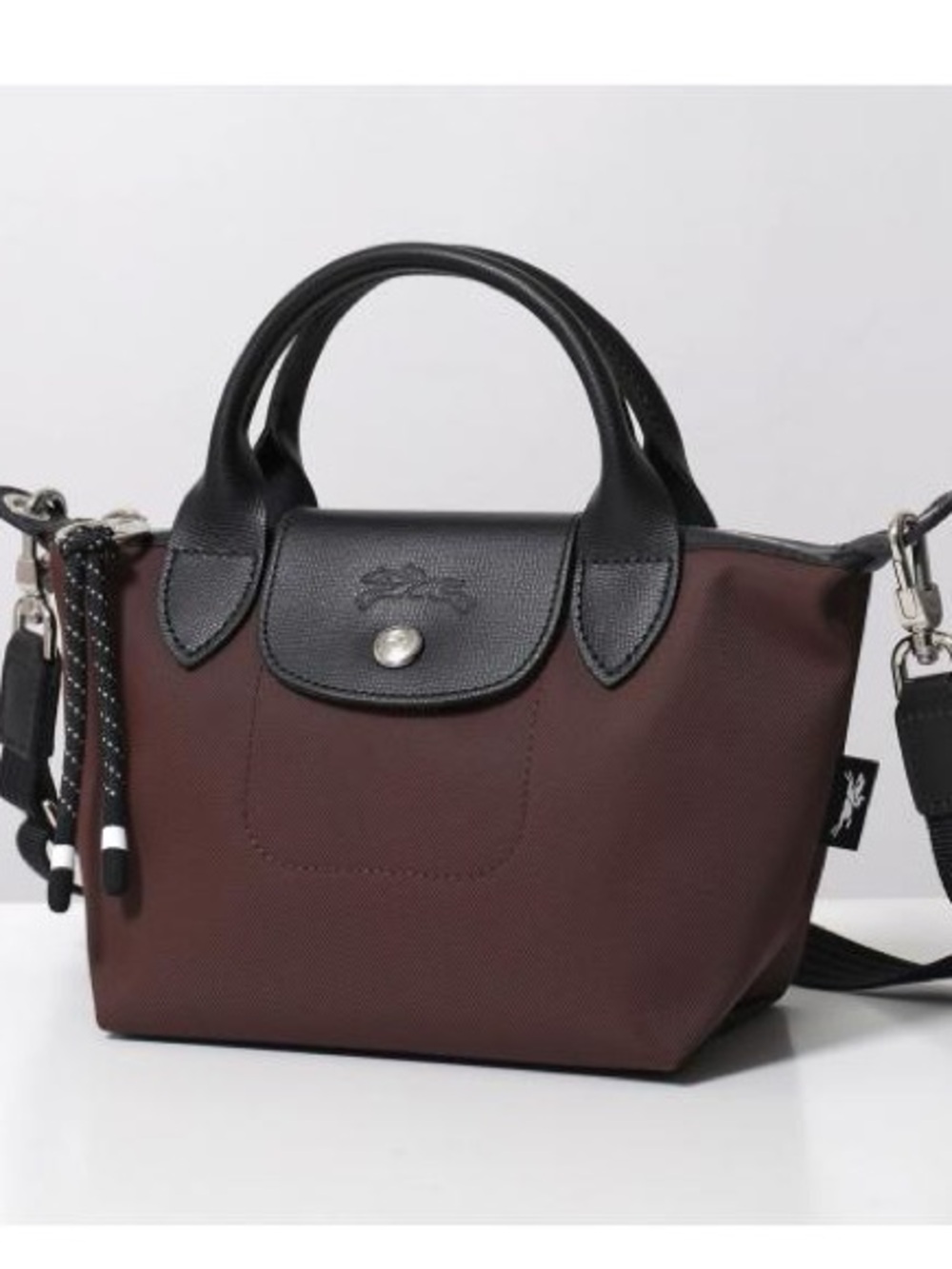 Longchamp chocolate Brown Nylon Small Top-Handle Crossbody econyl XS energy